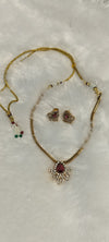Gold Plated Red Meenakari and Beads Necklace Set